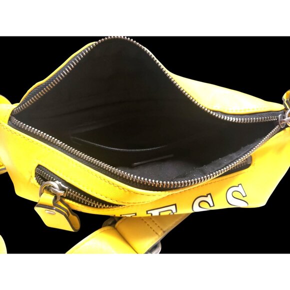 Rare - Yellow Guess Los Angeles Logo Belt Bag Crossbody Adjustable Strap - Picture 10 of 16